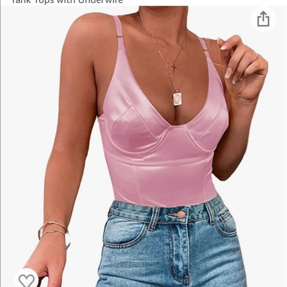 Pink silky bodysuit